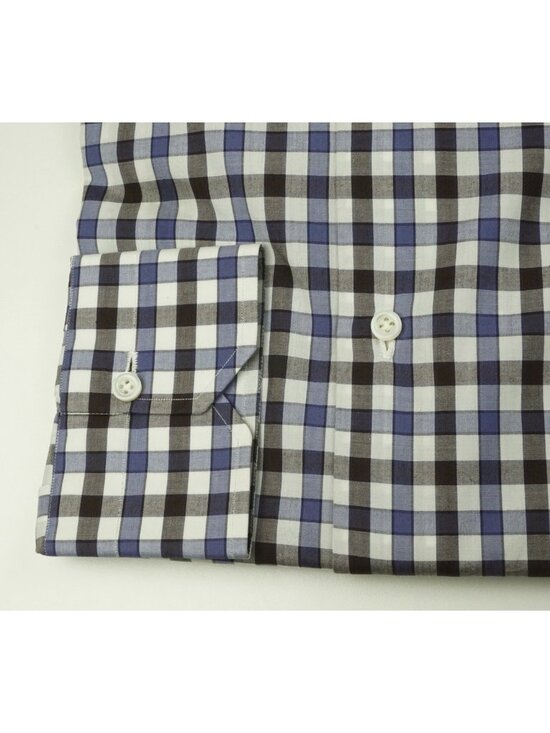 Isaia White Purple Brown Plaid Long Sleeve Cotton Dress Shirt 15.5/39 NEW - Picture 2 of 5